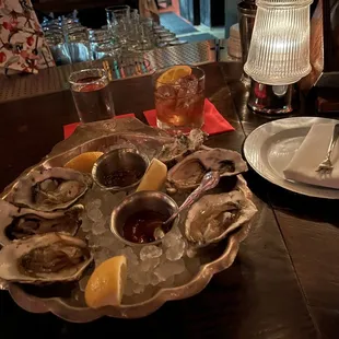 West Coast Oysters and an Oaxacan Old Fashioned