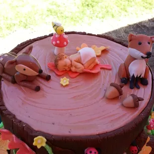 Woodland Theme baby shower cake