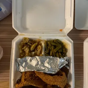 Catfish, cabbage, and green beans!