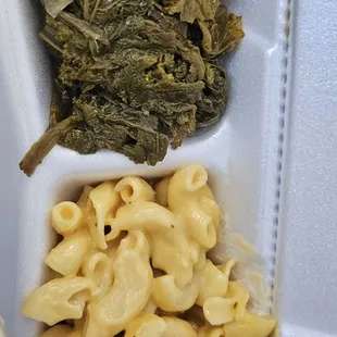 sides : mac n cheese, greens