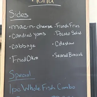Sides menu