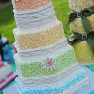 a multicolored cake
