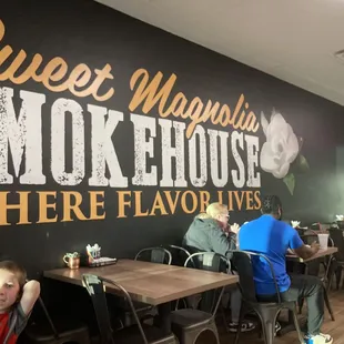 people eating at tables