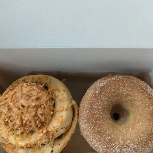 Everything scone, cinnamon sugar donuts