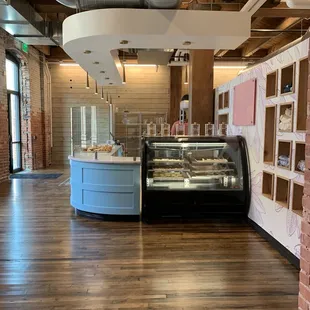 the interior of a bakery