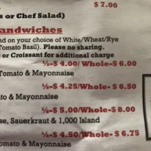 menu