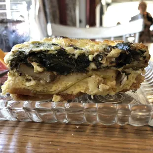 Closeup of Mushroom Brie Quiche