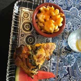 Quiche with side of Mac n cheese