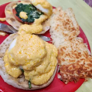 Eggs Benedict Florentine. Hollandaise texture is different and less spinach since pre-pandemic.