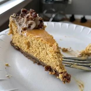 Slice of pumpkin cheesecake