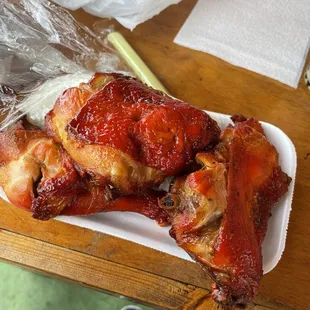 Marinated chicken and sticky rice