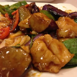 Eggplant in Basil sauce dinner