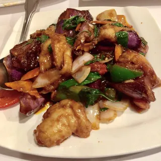 Fish with eggplant dinner