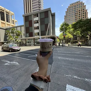 Honey Calamansi Spritz Medium with Ube Foam