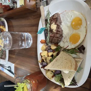 Two Eggs with New York Steak 6 oz