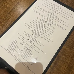 Other side of the menu