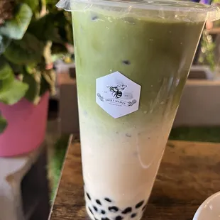 Matcha Milk Tea (with boba and crystal boba)