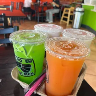 Fruit as and pepino con limon agua Fresca