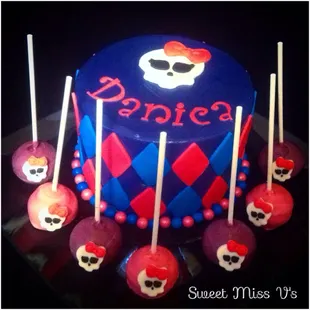 a cake decorated with skulls