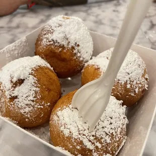 Fried mochi balls are fire!