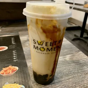 Brown Sugar Boba Latte with Cheese Foam