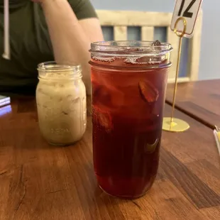 Very Berry Hibiscus Tea and Iced Cafe Latte