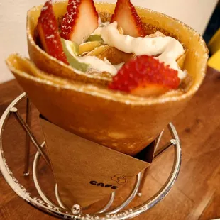 Strawberry matcha cheesecake crepe.