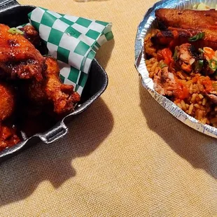 Honey pepper wings and chicken rice bowl
