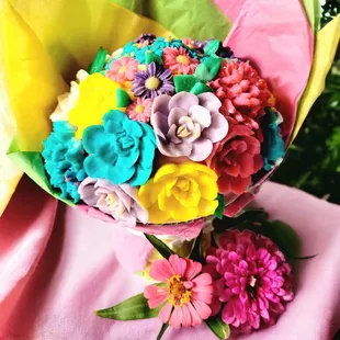 a bouquet of colorful flowers