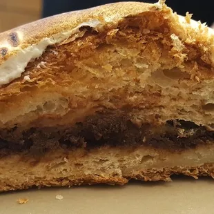 Cross section of Twice Baked Hot Chocolate Croissant from 3/6/22 (late post 3/14/22)