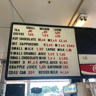 Menu prices as of June 2021