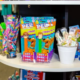 a display of candy and candis