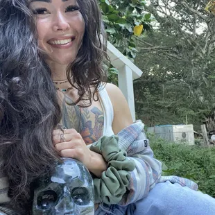 Yes I bought a HUGE moss agate skull. Yes it&apos;s worth every cent. And yes I had to go take a picture with it. It is STUNNING!