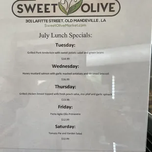 Lunch Menu