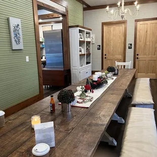 Beautiful space. The large farmhouse tables are perfect!