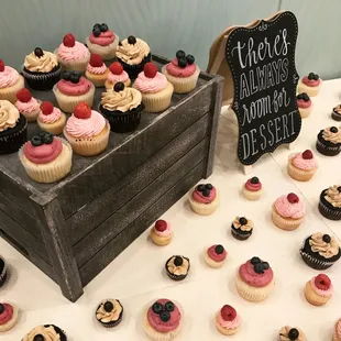 a display of cupcakes