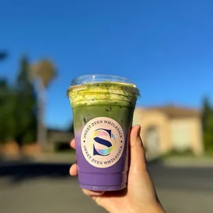 Ube Matcha with Egg Cream