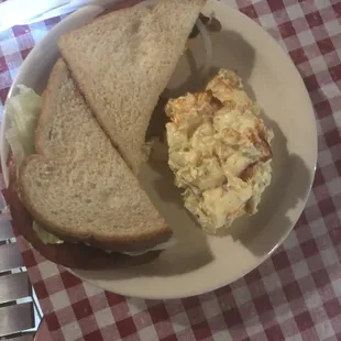 Fried bologna and tater salad