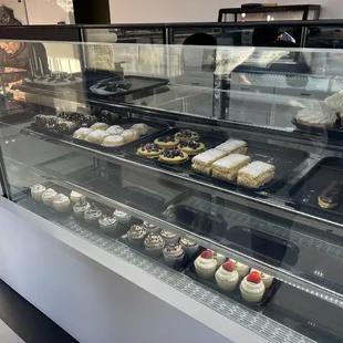 a variety of pastries on display
