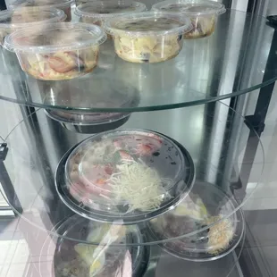 a display of food items