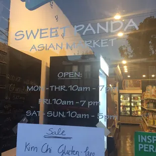 Front door and hours