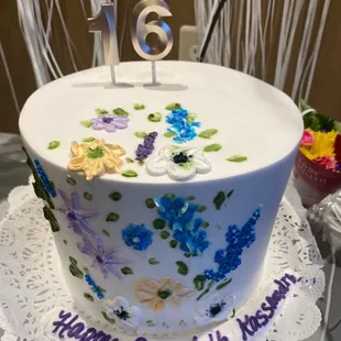 Floral Theme Cake: Marble Bread with Raspberry Truffle Filling and Chocolate Fudge in layers