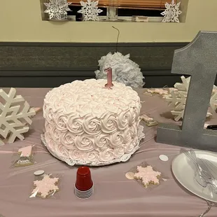 Pink Rosette Cake: Marble Bread with Kahlua Cream Filling and Chocolate Fudge in layers