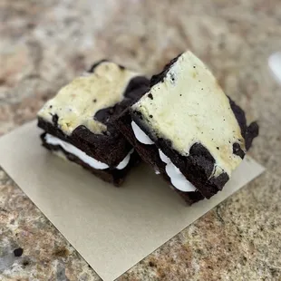 Cream cheese brownie sandwich is an employee favorite.