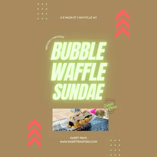 Bubble waffle sundae: 
 a hot scratch-made soft, fluffy waffle with your choice of ice cream and toppings.