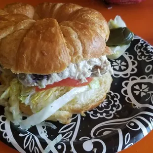 Chicken salad croissant sandwich