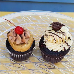 German Chocolate Cake (L) and Peanut Butter Cup (R) cupcakes. YUM!