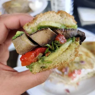 Cross-section of the portobello sandwich
