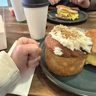 Cinnamon roll and chicken apple sausage sando!