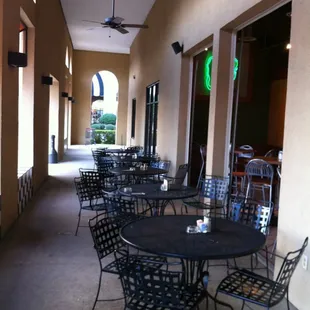 tables and chairs outside a restaurant
